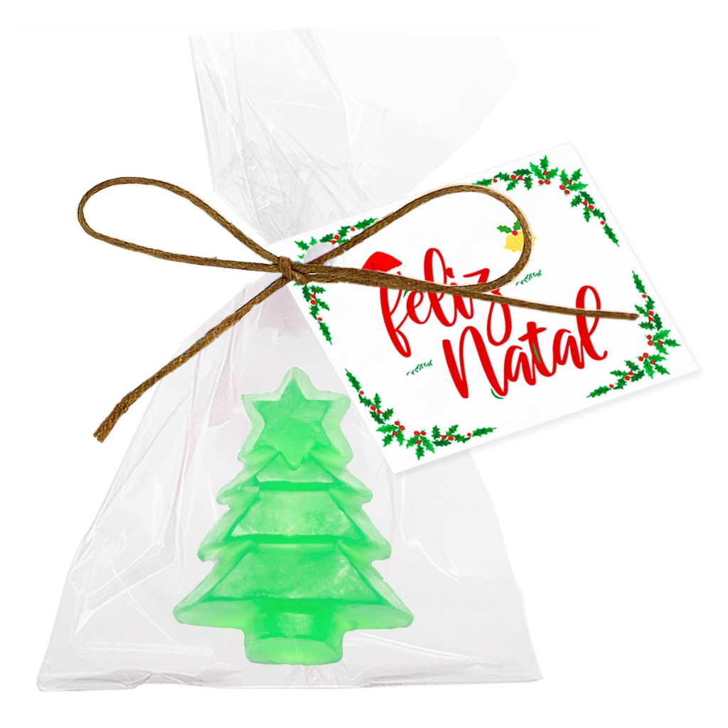 KIT 10, 15, 25 OU 30 UN Lembrancinha Feliz Natal Sabonete Formato Arvore Perfumado Mimo Para Cliente