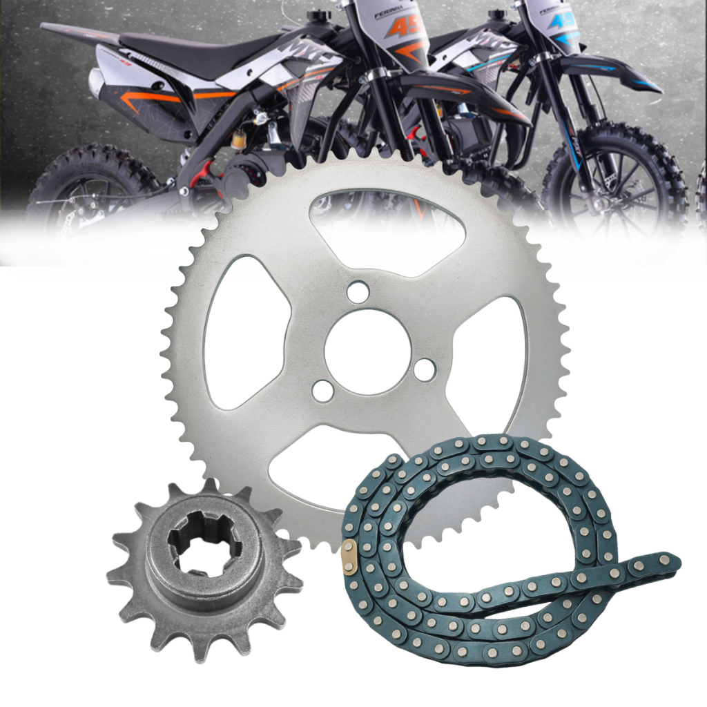 Kit Coroa Corrente Pinhão 11 Dentes de Transmissão Mini Moto 49cc Manutenção Mecânica