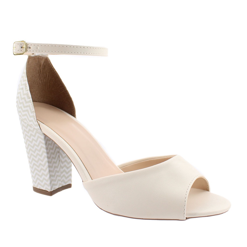 Sapato De Noiva Alto peep-toe Salto Alo Grosso Luxo Confort