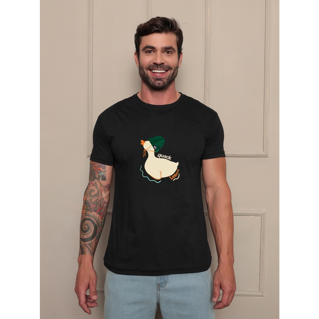 Camiseta pato estampa bordado  Gola redondo Manga curta Unissex peruano Masculina menina coelho em Oferta na Shopee
