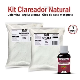 DOLOMITA Clareadora 200g + Argila branca 200g + Óleo de Rosa MOSQUETA Rubignosa 30ml em Oferta na Shopee