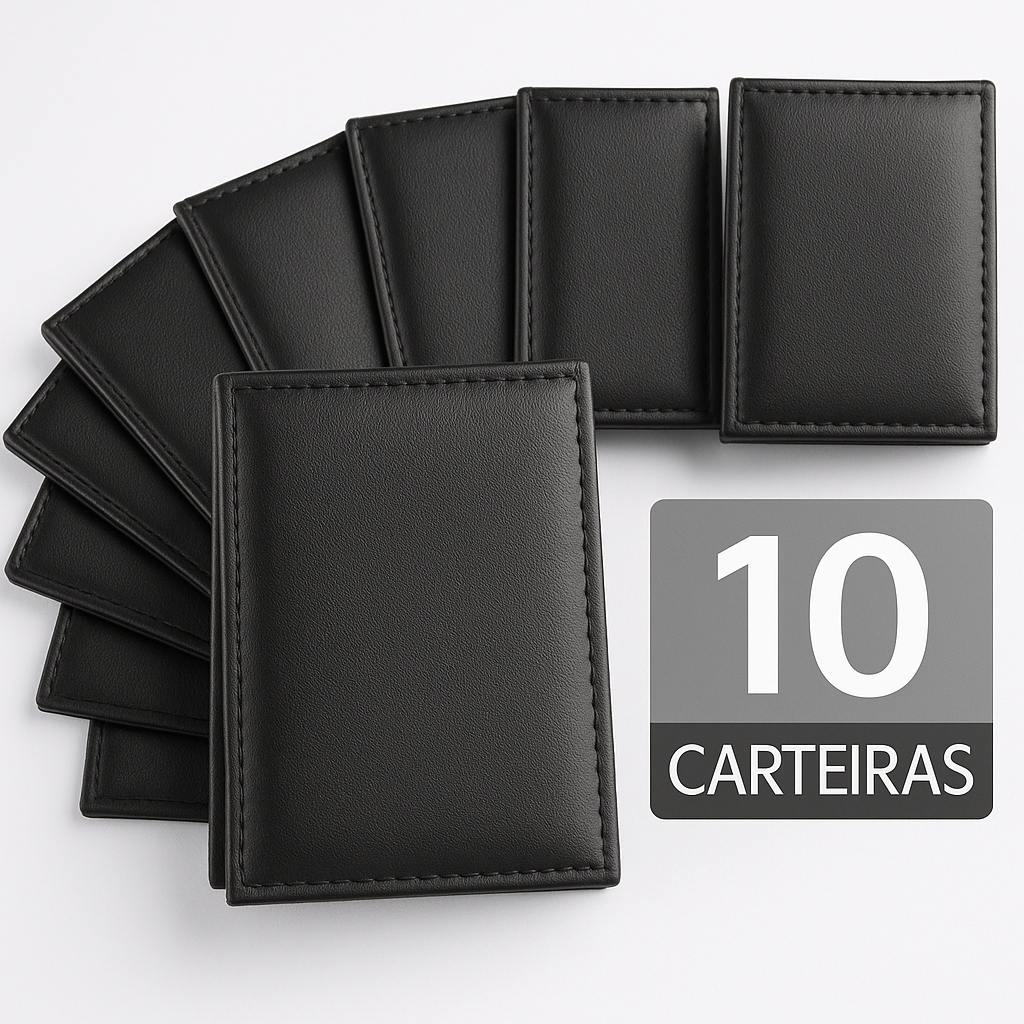 KIT 10 Carteira Slim Masculina Couro - Porta Cartão  - 5 - 10 - 20 Unidades em Oferta na Shopee