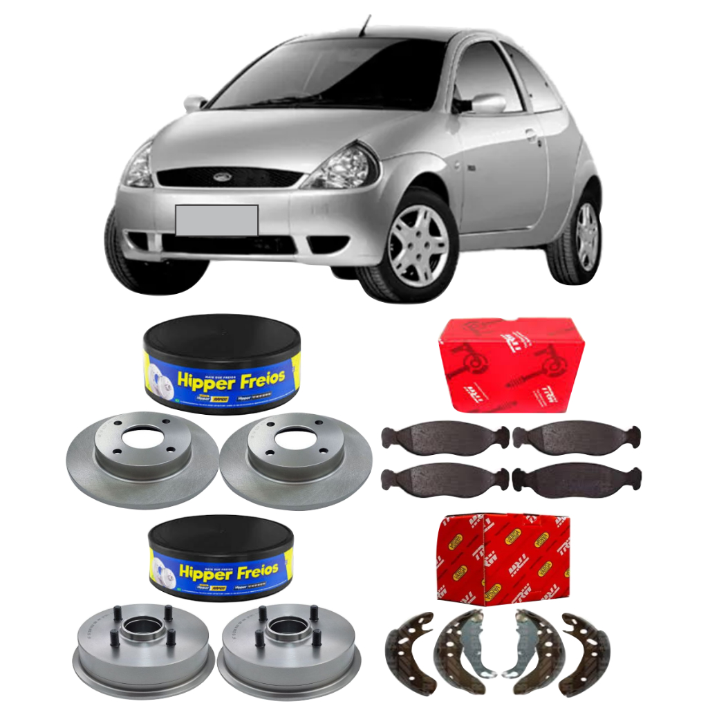 Kit De Disco + Pastilha De Freio + Tambor + Sapata Ford Ka 1.0 1.3 1997 A 2008 Hipper Frasle