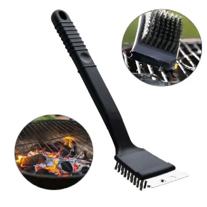 Limpa Grelha Inox Escova 2 em 1 Churrasqueira Raspador
