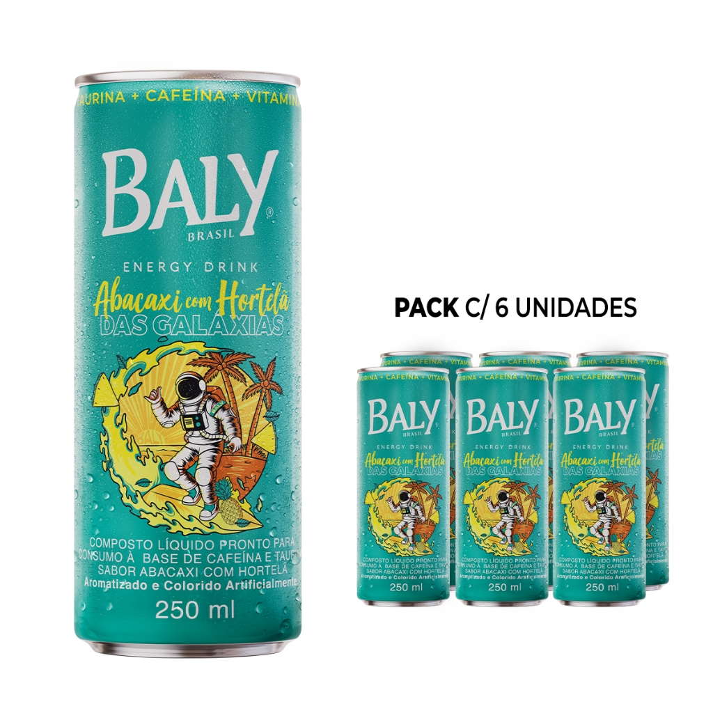 Pack Energético Baly Energy Drink Abacaxi com Hortelã 250ml