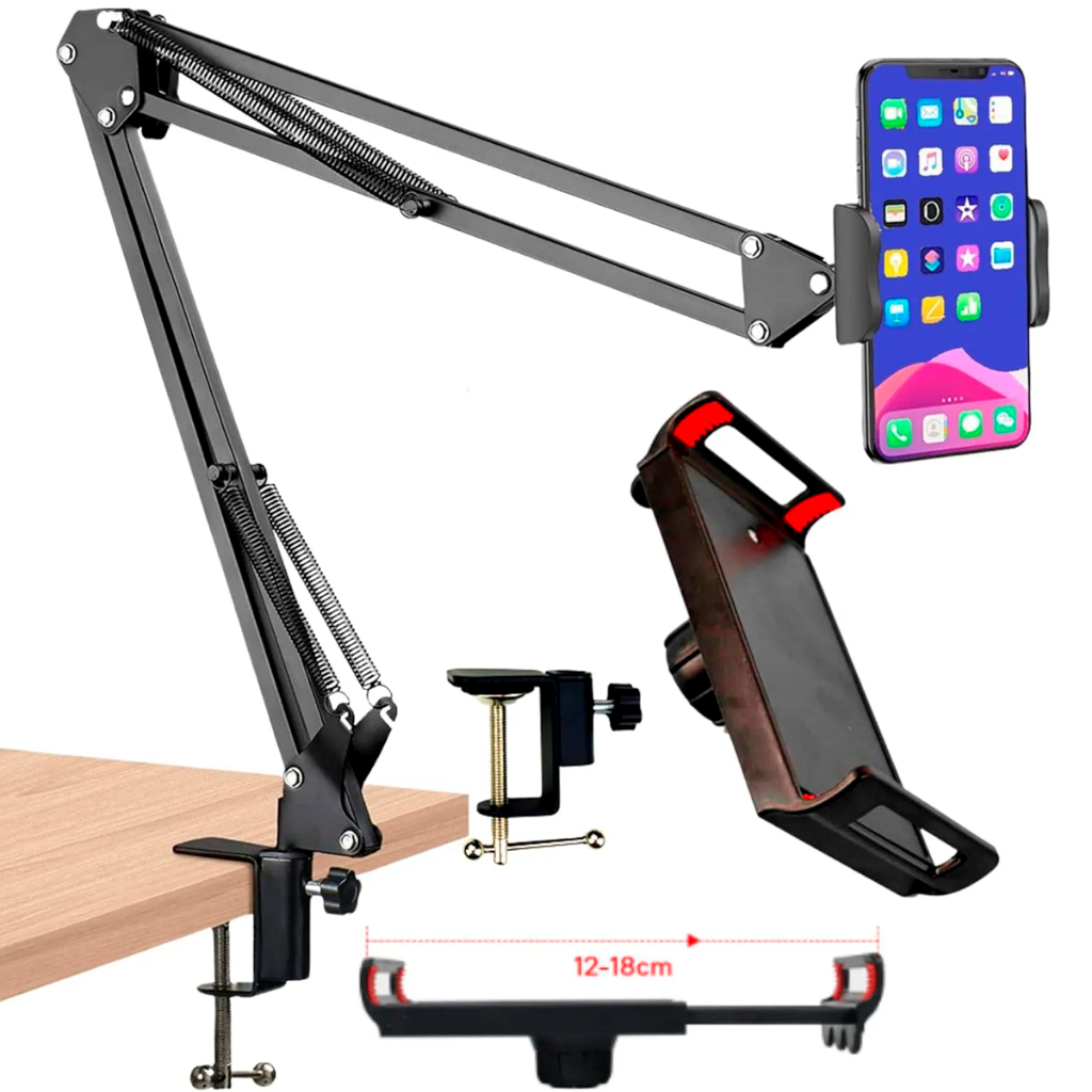 Suporte Gamer Braço Para Microfone De Mesa Profissional Ideal Para Estudio Live Podcast