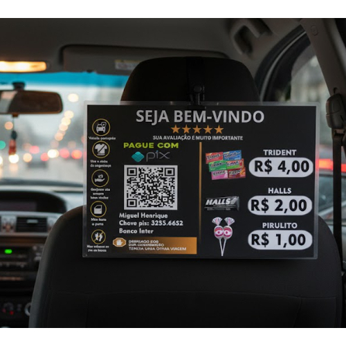 Placa Personalizada para Motorista de Aplicativo - Aumente sua Renda e Receba 5 Estrelas!