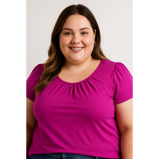 Blusa Feminina Manga Princesa Tulipa Tecido Duna Casual Elegante Plus Size G  ao G2