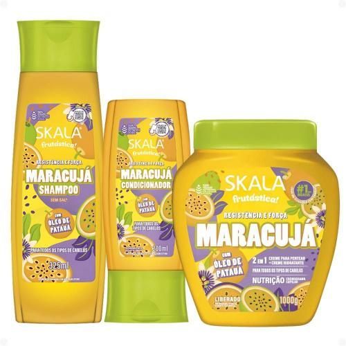 Kit Skala Maracujá Completo – Shampoo + Condicionador + Creme 1kg Hidratação Profunda