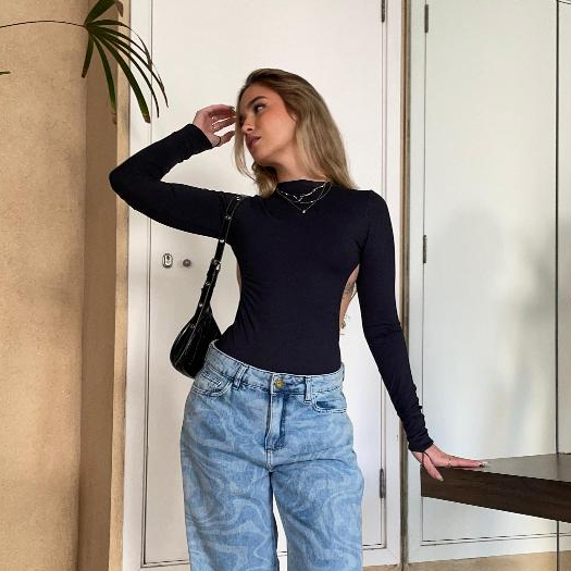 Body Feminino Manga Longa Costa Nua Recorte Dedal Suplex Premium Moda Gringa Blogueira em Oferta na Shopee