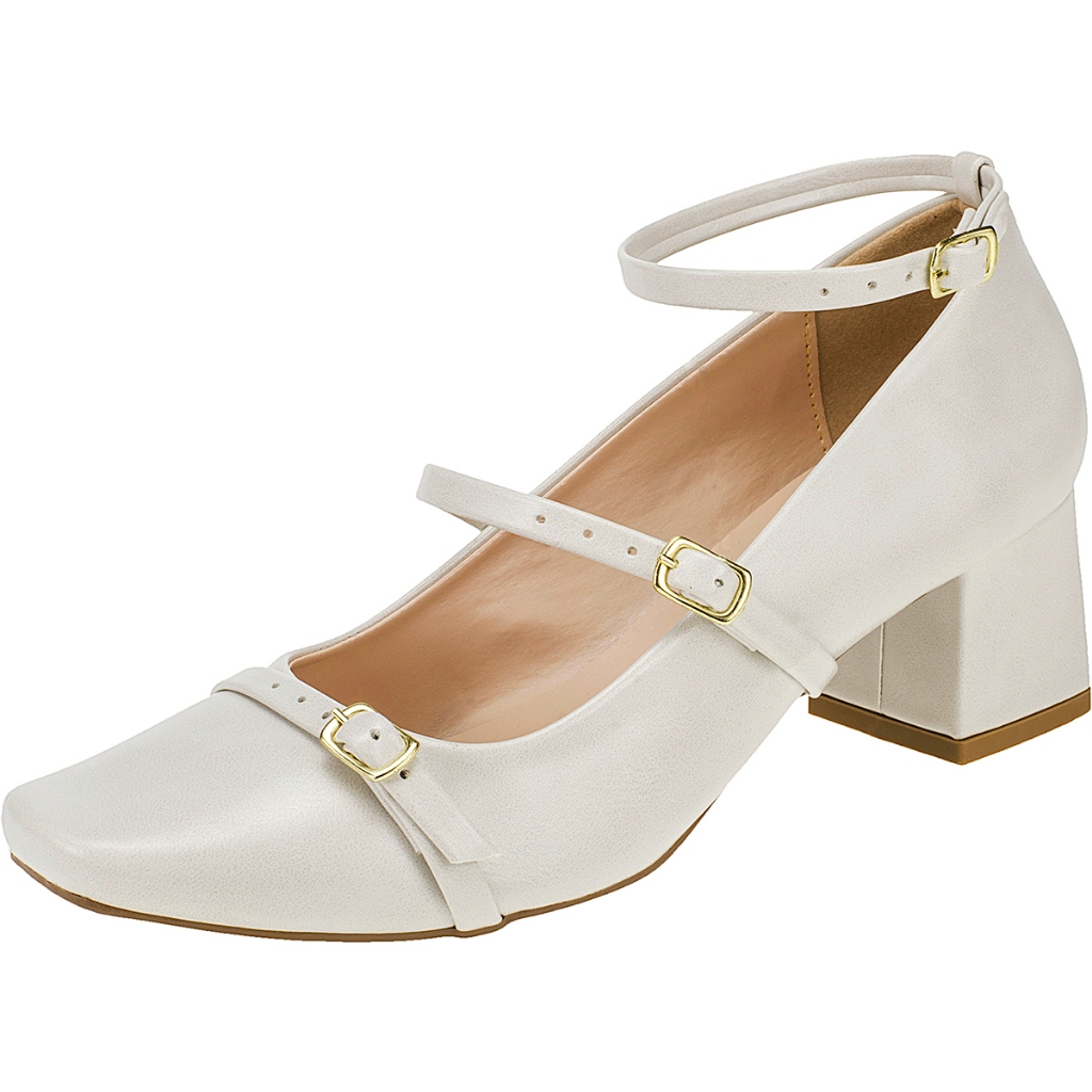 Sapato Social Feminino Salto Bico Quadrado Mary Jane Boneca Shekinah Tiras Fivela Evangélica Moda em Oferta na Shopee