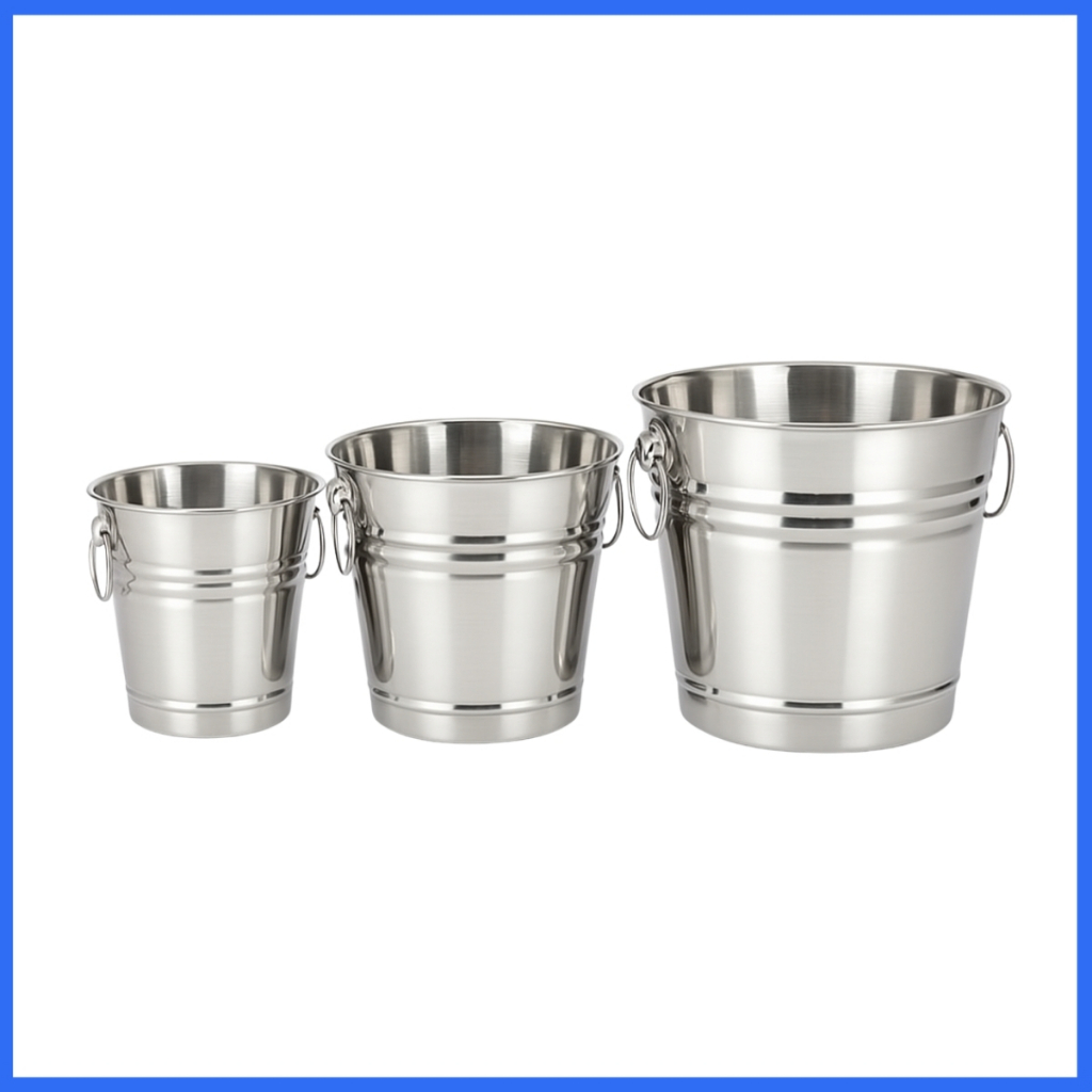 Kit 3 Baldes de Gelo Aço Inoxidável Refrigeração Rápida Cerveja Champanhe Vinho 1L, 3L e 6L em Oferta na Shopee