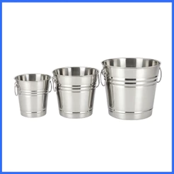 Kit 3 Baldes de Gelo Aço Inoxidável Refrigeração Rápida Cerveja Champanhe Vinho 1L, 3L e 6L