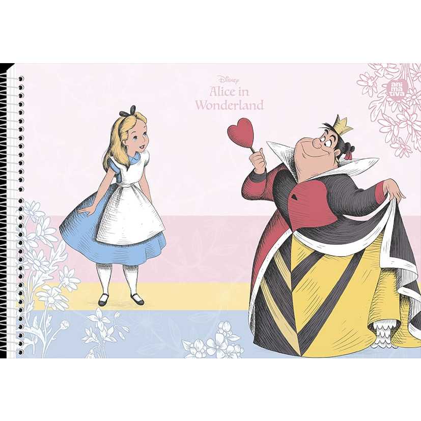 Caderno de Cartografia e Desenho Espiral Capa Dura 60 Folhas Alice In Wonderland - Animativa