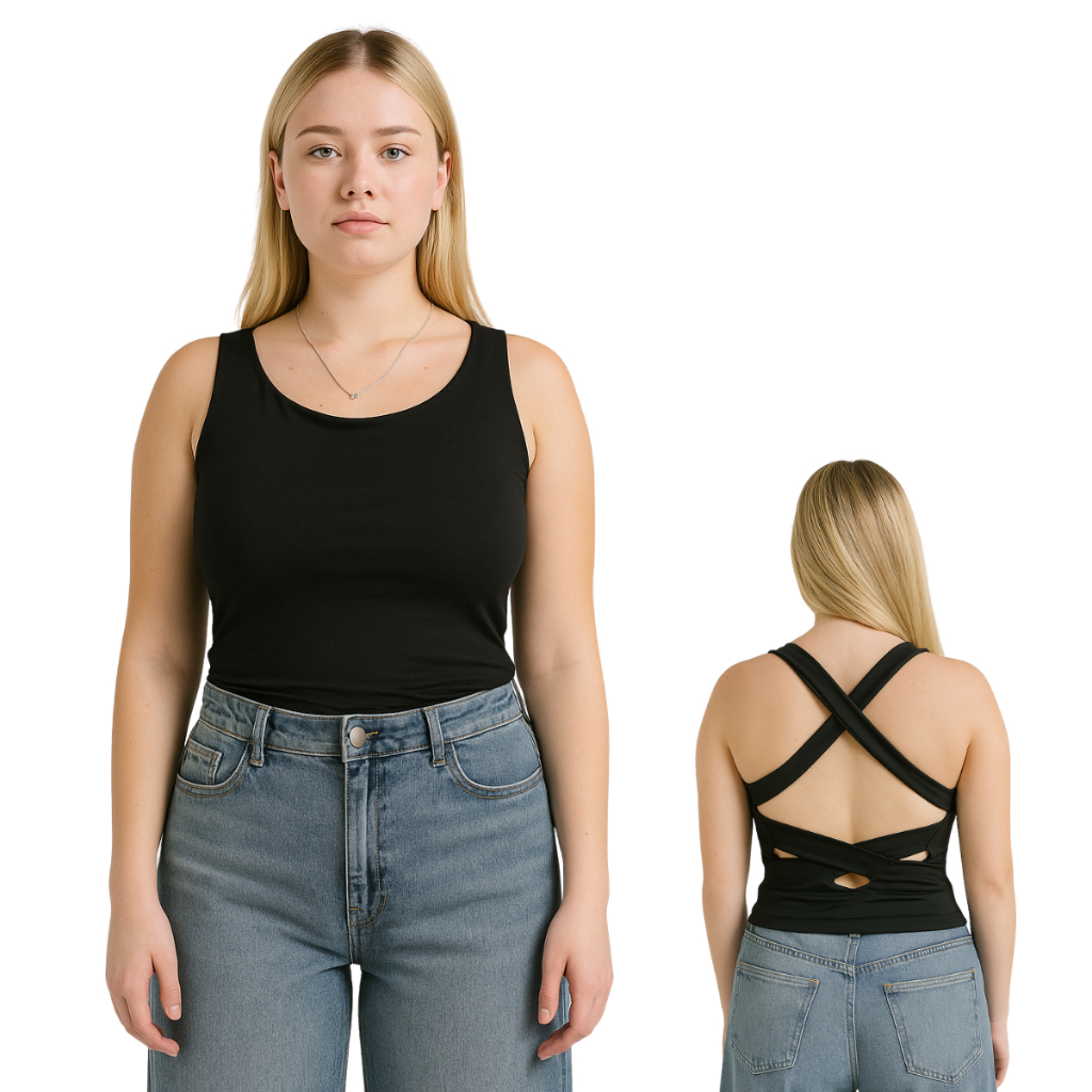 BLUSA CROPPED FEMININA NO SUPLEX BASICO COSTAS NUA MODA BLOGUEIRA P,M,G NO PRETO FLORIDO E PRETO