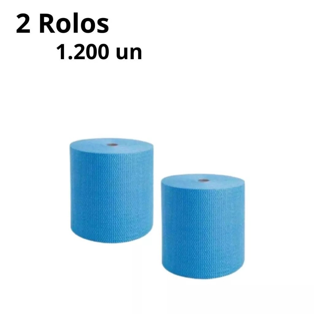 Kit 2 Panos Multiuso Tipo Perfex Limpeza Rolo com 600 Unidades 20x40cm Rolo 240m