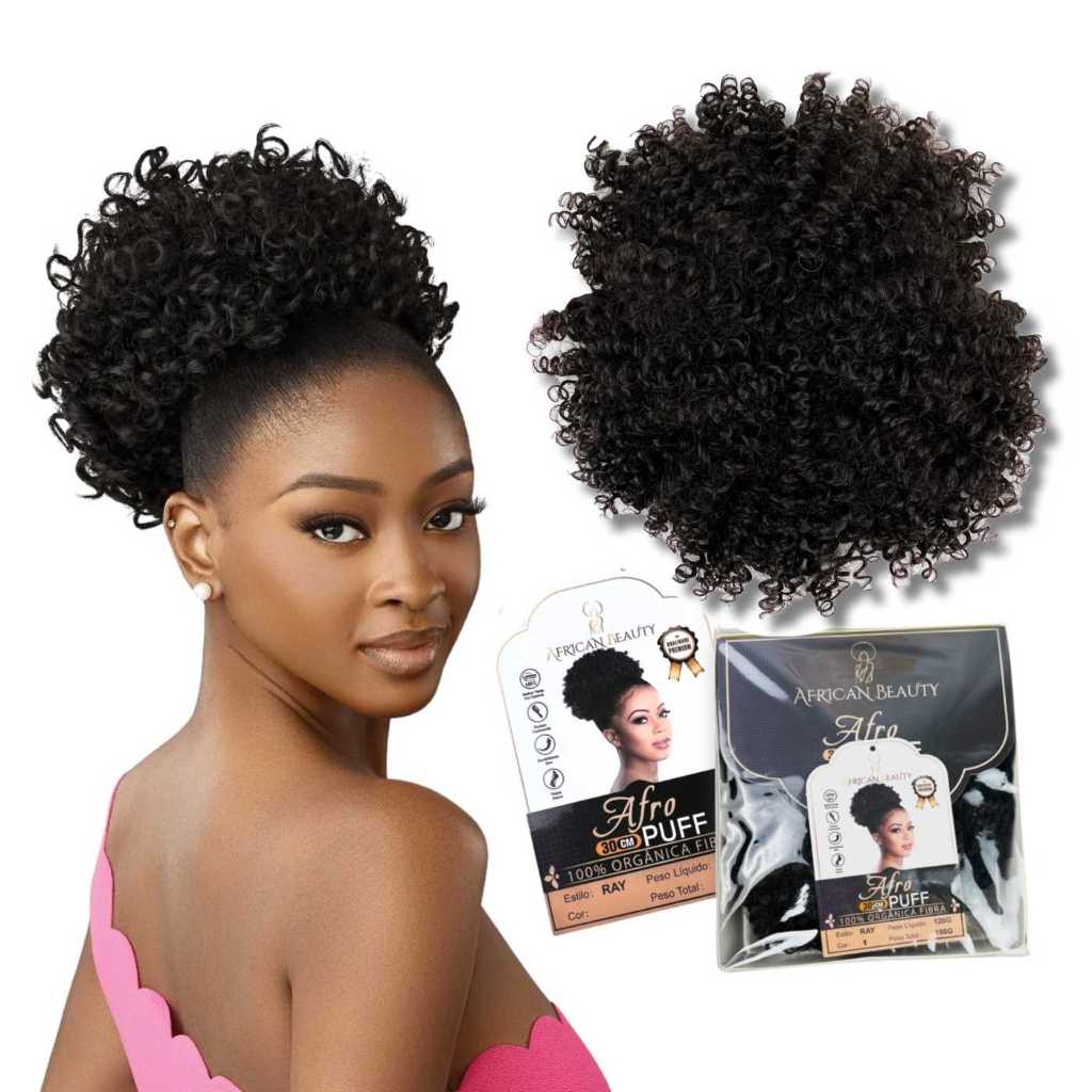 Coque Cabelo Orgânico Aplique Cacheado Afro 30cm em Oferta na Shopee