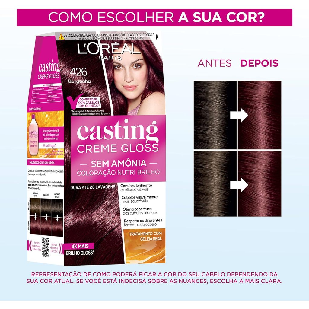 Detalhes do Tinta De Cabelo Casting Creme Gloss 426 Borgonha