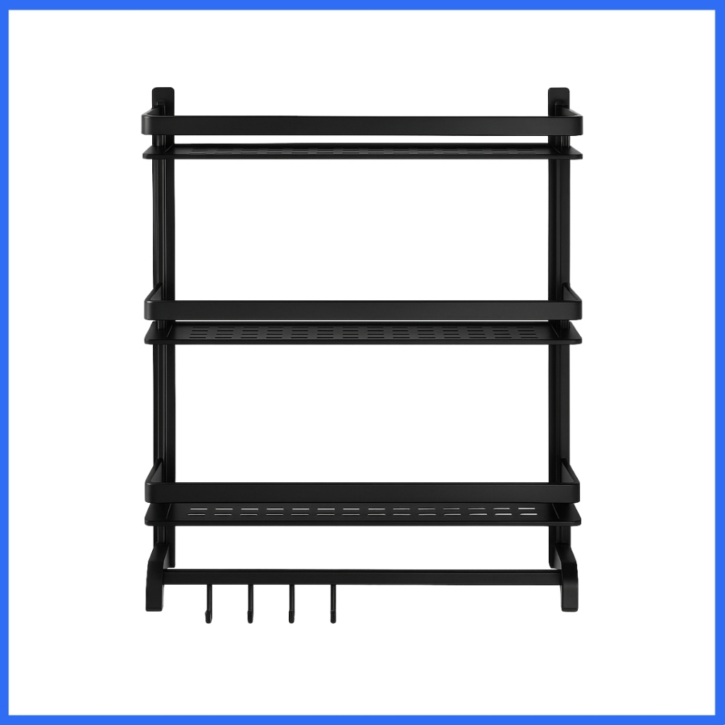 Prateleira de Parede para Banheiro ou Cozinha 3 Níveis Organizador de Parede para Itens de Banheiro em Oferta na Shopee