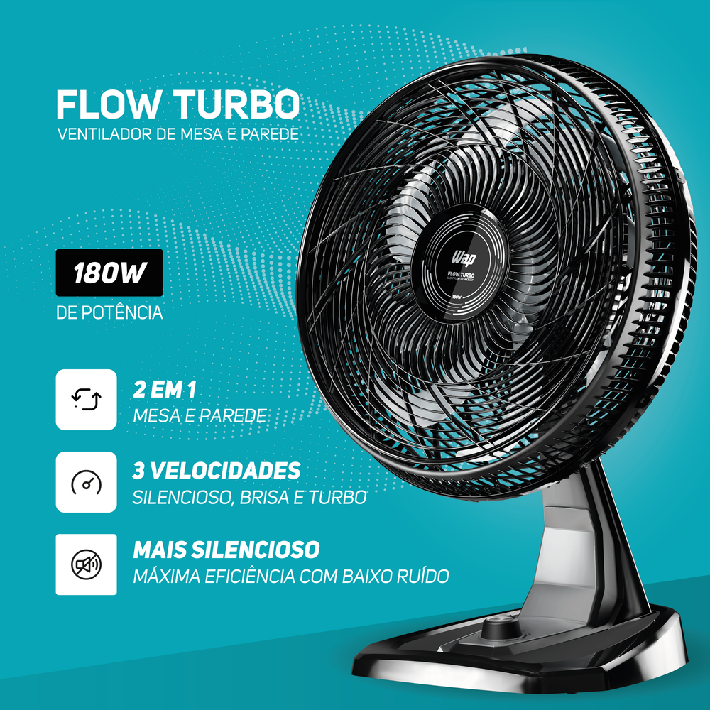 Ventilador 2 em 1 Silencioso 180W 50cm WAP FLOW TURBO 220V