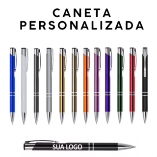 Kit 15 a 50 Unidades Caneta de Metal Personalizada Com Nome Logo Empresa Frase em Oferta na Shopee