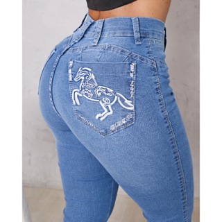 Calça Jeans Feminina Country Bordada Com Elastano Boot Coot Flare Cavalo em Oferta na Shopee