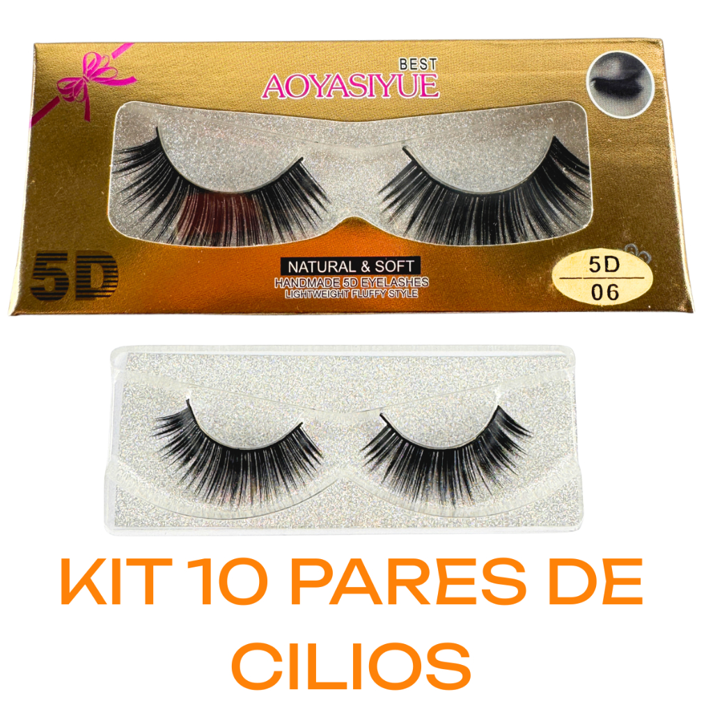 Kit 12 Pares Cílios Postiços Volume 5D 6D 8D Profissional Natural Festa Maquiagem Reutilizável Fioo