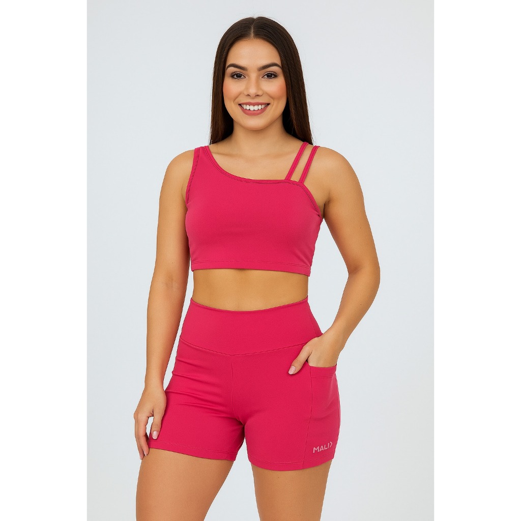 Conjunto Fitness Carol Top + Short Com Bolso Feminino Academia em Oferta na Shopee