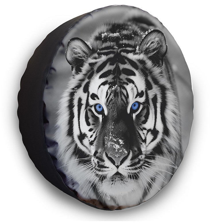 Capa Para Estepe Carro Tigre Preto e Branco Azul Aro 15 E 16 Ecosport Spin Active Doblo Idea Citroen C3 Aircross Crosfox
