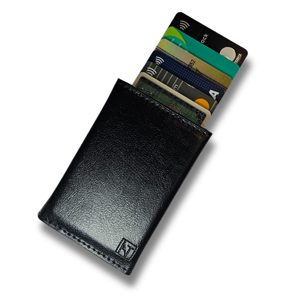 Carteira Masculina Preto Porta Cartão Antifurto Slim Feminina Rfid Couro PU Fibra Exclusive BULL