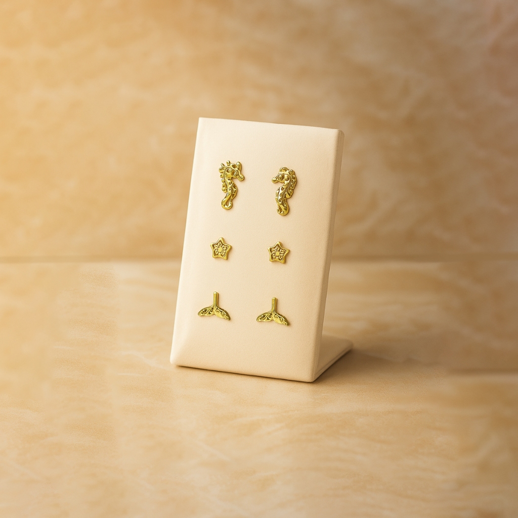 Brinco Trio Cavalo Marinho Banhado a Ouro 18k e ou Banhado a Prata 925 em Oferta na Shopee