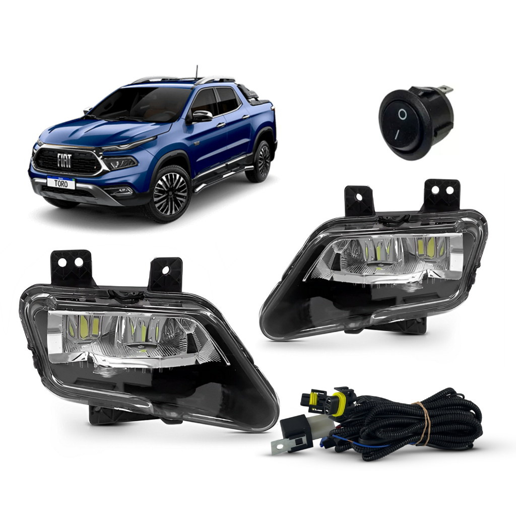 Kit Farol De Milha Neblina Fiat Toro 2022 2023 2024 2025 Full Led 6000k Branco