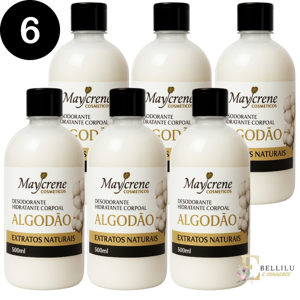 kit 6 Creme Hidratante corporal algodao maycrene 500g