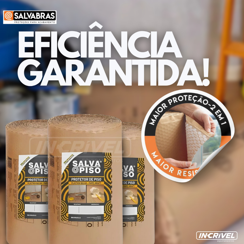 Salva Piso Salvabras 0,50x25m Papel Kraft Plástico Bolha Protetor Impacto Cerâmica Piso Impermeável