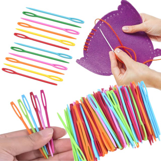 Kit com 100 Agulhas de Tapeçaria Plástica 7cm Coloridas Ponta Arredondada Artesanato Crochê Tricô Escolar em Oferta na Shopee