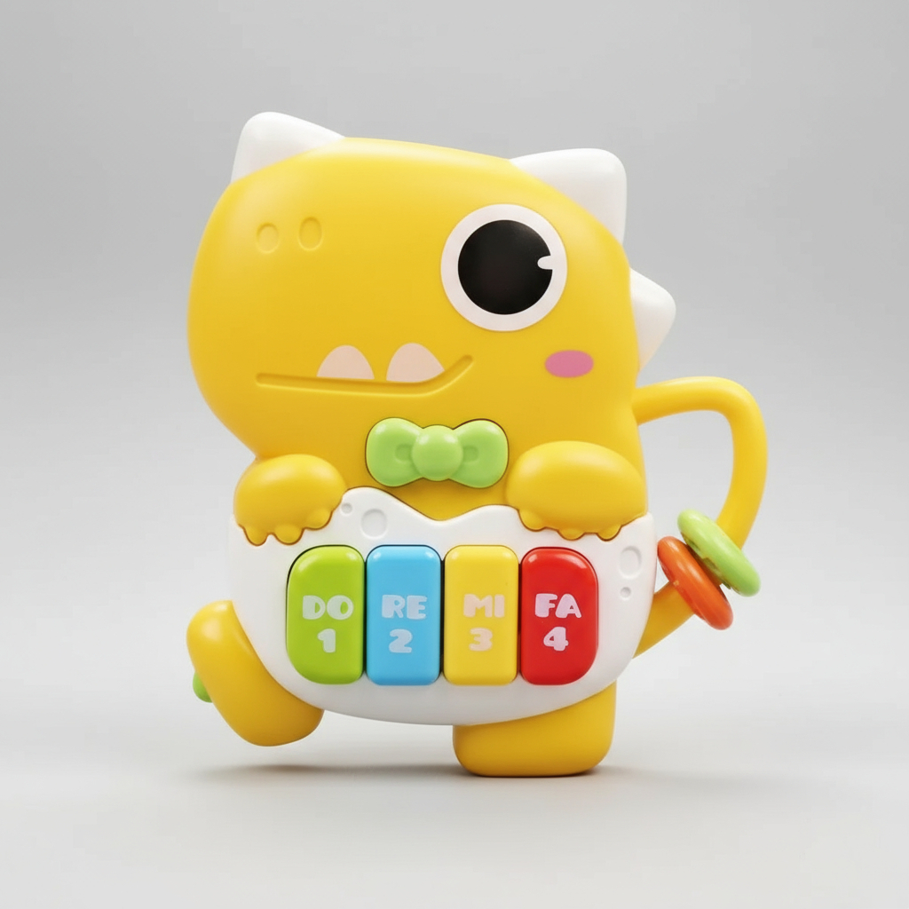 Piano Dinossauro Infantil Baby Toy Musical Com Luz E Som Brinquedo Educativo Sensorial Bebê + 18M