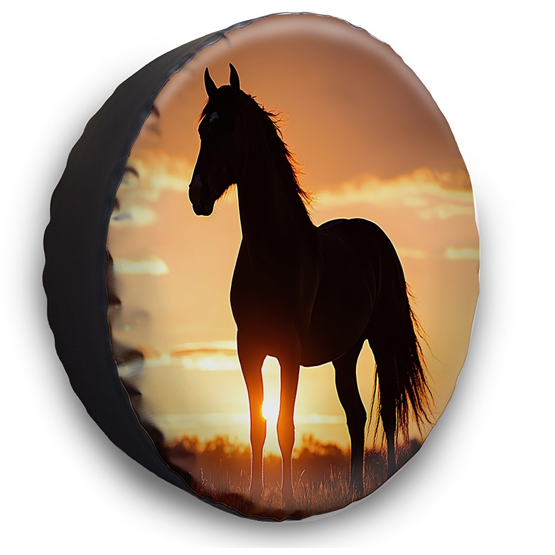 Capa Para Estepe Carro Cavalo Silhueta Por do Sol Aro 15 E 16 Ecosport Spin Active Doblo Idea Crossfox Citroen Aircross