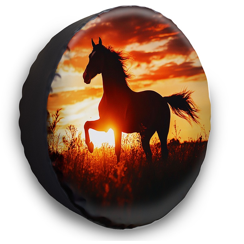 Capa Para Estepe Carro Cavalo Natureza Por do Sol Aro 15 E 16 Ecosport Spin Active Doblo Idea Citroen Aircross Crossfox
