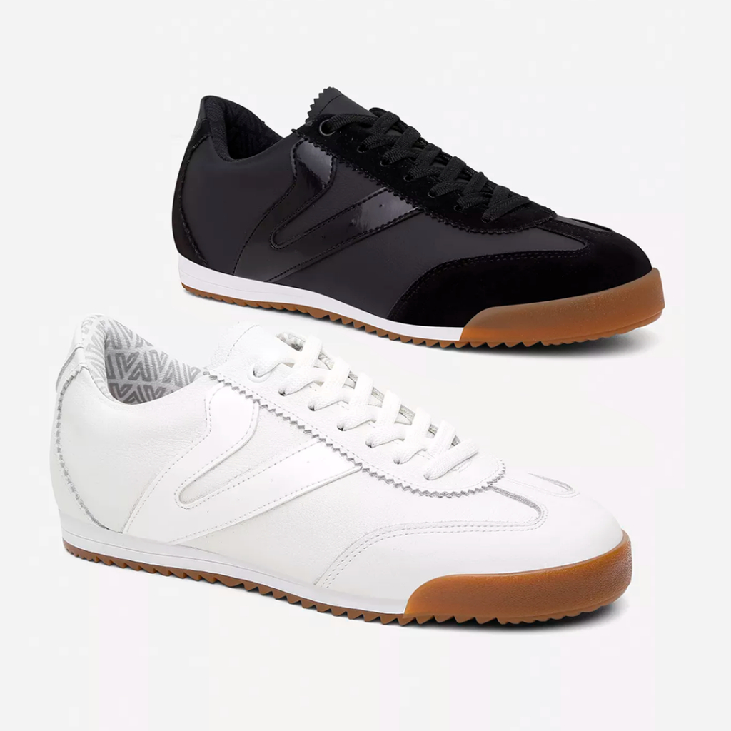 Kit 2 Tênis Feminino Vittal Couro Legítimo Naomi Casual Clássico Retrô Preto e Off White