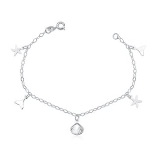 Pulseira Feminina de Prata 925 Elementos do Mar Pendente em Oferta na Shopee