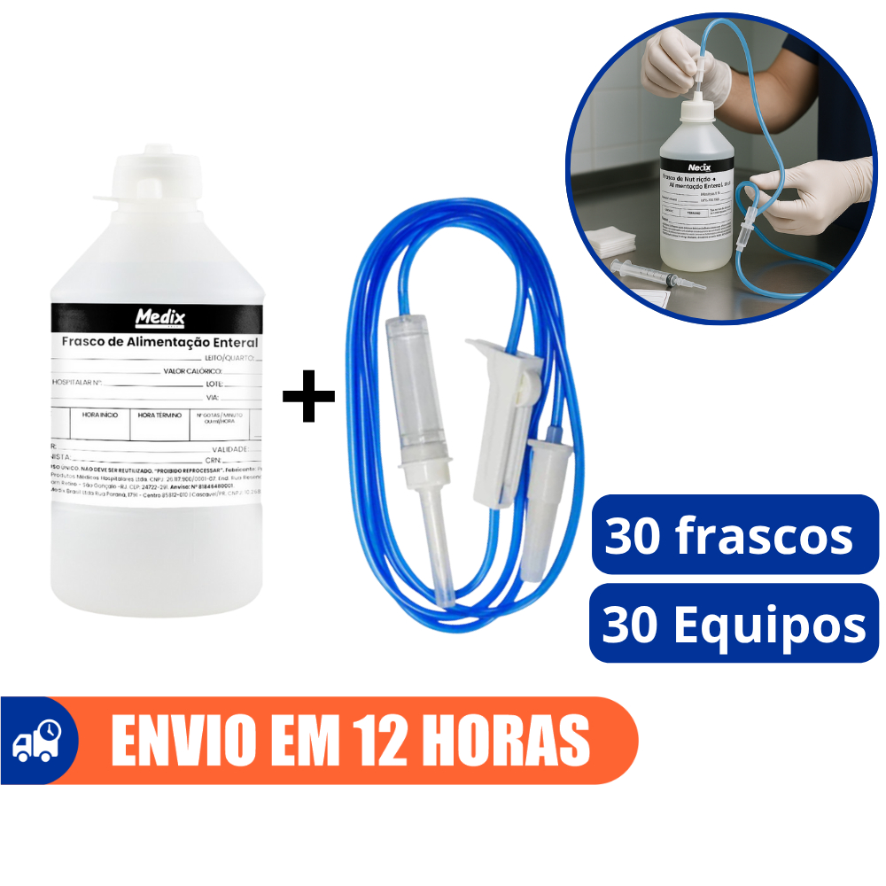 30un Frascos de Nutrição e Alimentação Enteral 300ml + 30 Equipo Nutrição Enteral Medix em Oferta na Shopee