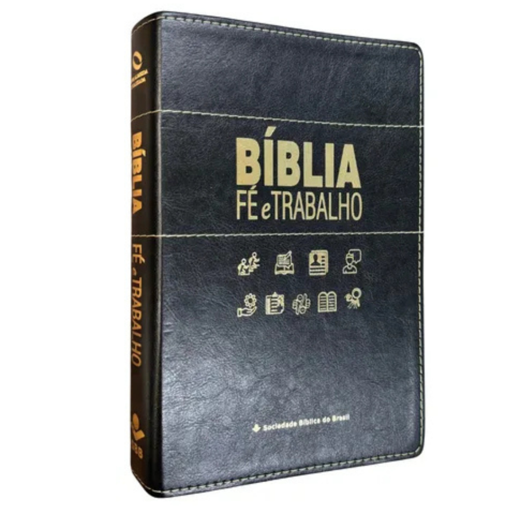 Bíblia Fé e Trabalho | Letra Normal | NAA | Preta Luxo em Oferta na Shopee