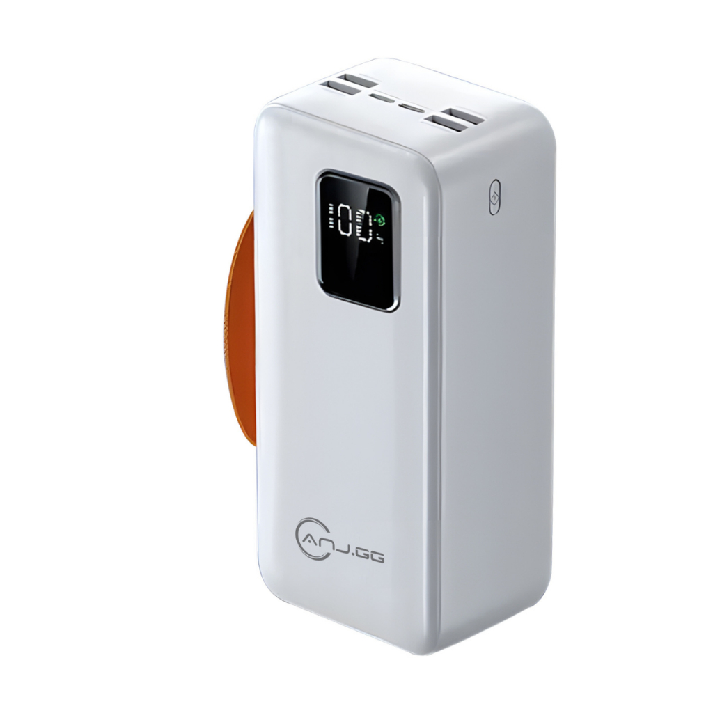 Power Bank 50000mAh com 6 Saídas 2 Cabos e Display Digital e Super Carregamento Rápido 22.5W Branco