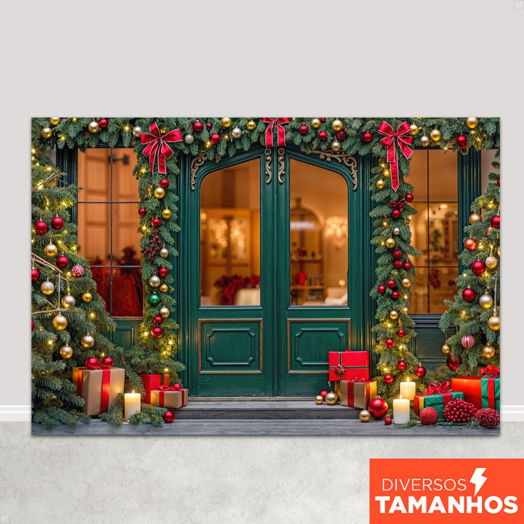 Fundo Painel de Natal Sublimado Cenário Fachada Decorada  - FNT-835 em Oferta na Shopee