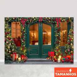 Fundo Painel de Natal Sublimado Cenário Fachada Decorada - FNT-835
