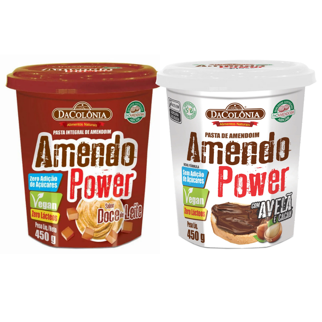 Dacolônia Pasta de Amendoim Doce de Leite 450 G Pasta Amendoim Avelã com Cacau 450 G