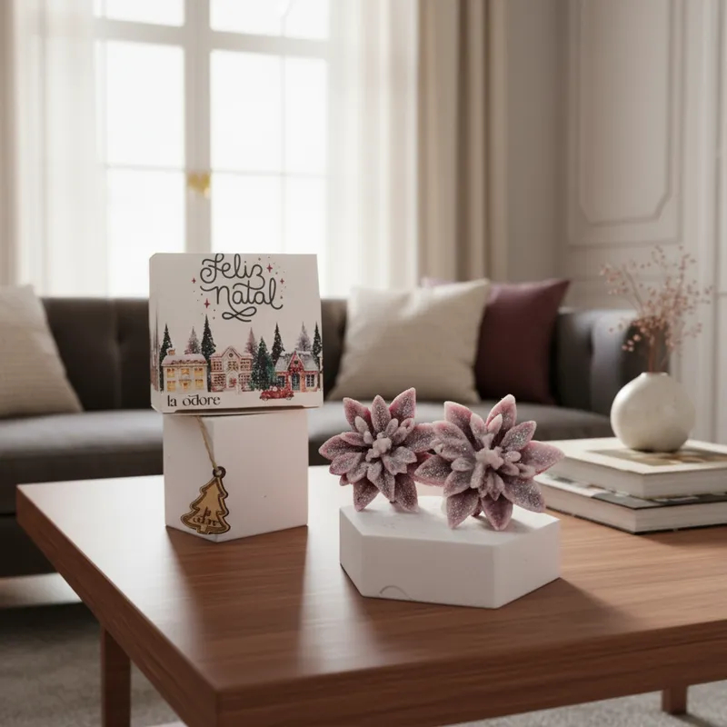 Kit com 2 mini Velas Aromáticas de Flor de Natal - vela aroma mil flores - vela de Natal - La Odore