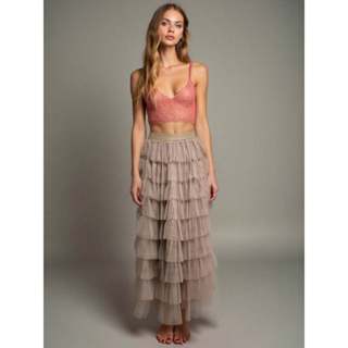 steve store moda feminina saia tule temperamento saia de bolo em camadas cintura alta com elastico em Oferta na Shopee