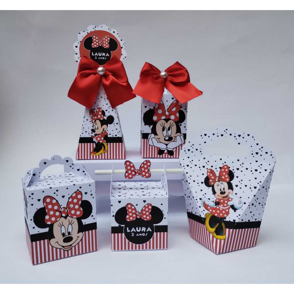 Kit personalizado minnie vermelha I caixinhas minnie vermelha I lembrancinha minnie vermelha-PEGUE E MONTE personalizado