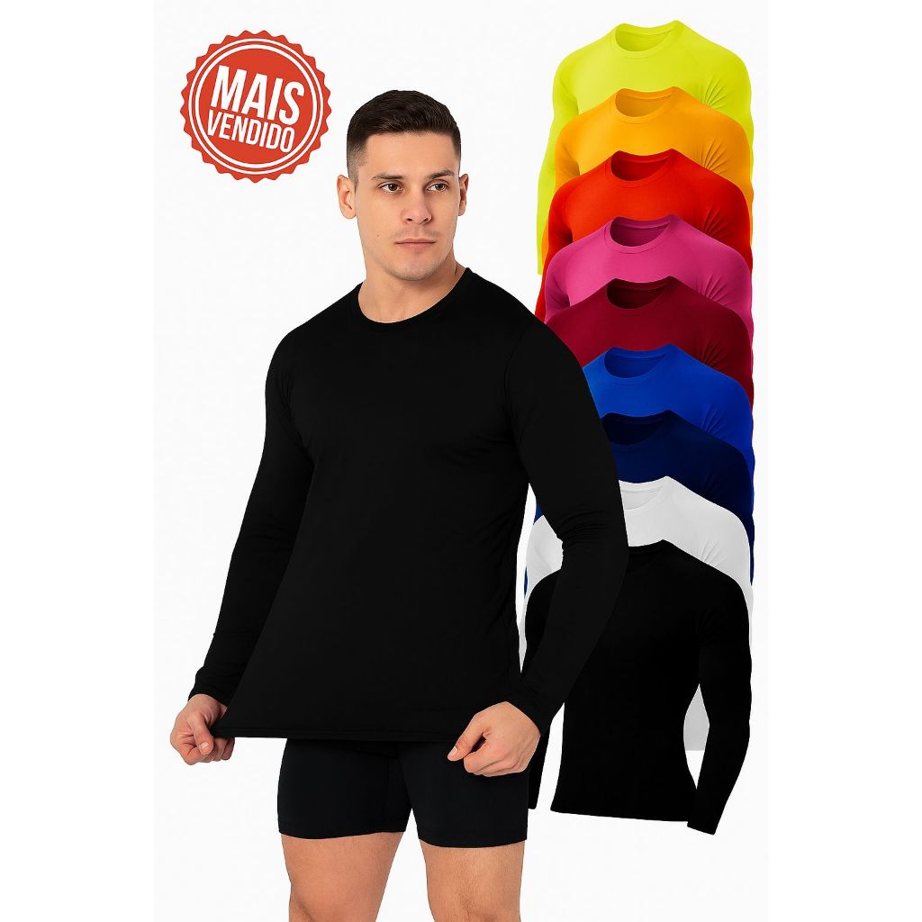 Camisa Térmica Proteção Uv 50+  Masculina Camiseta Blusa Malha Fria Unissex Academia Manga Longa